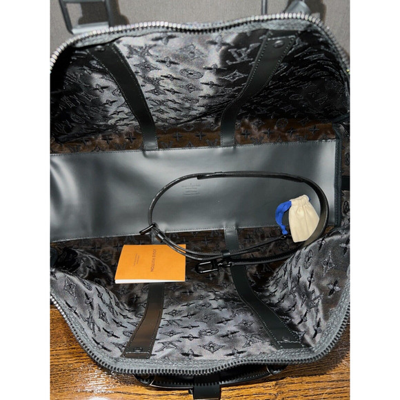 Louis Vuitton Keepall Bandouliere 50 Monogram Mesh Black See Through Travel Bag - Picture 9 of 10